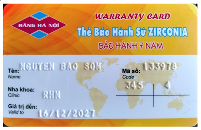 Chế độ bảo hành răng sứ tại Răng Hà Nội
